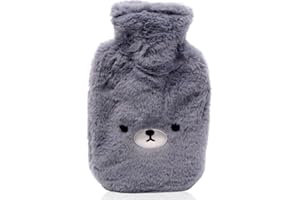 SPIRITZOHIC Bear Hot Water Bottle, 1L Bear Hots Water Bag with Plush Cover Large Leakproof Hots Waters Bottles Cute Cartoon Hand Warm Waters Bag Hotwater Bottle for Hot and Cold Compress