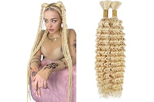 Tuheerst Human Braiding Hair For Boho No Weft #613 Blonde Deep Wave 50g/Bundle Total 100g Unprocessed Knotless Braids Human Hair Extension For Women 18 18 Inch