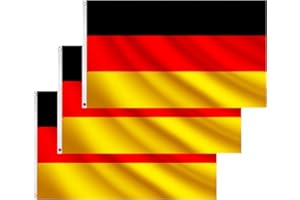 COCOSY 3 Stück Deutschland Fahne - 90 x 150 cm 100% Polyester Deutschland Flagge mit Messing-Ösen - Wetterfeste & Langlebige DE Germany Deutsche Flagge für Sport & Feierlichkeiten