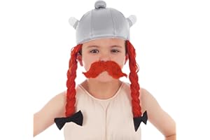 NARUTO Chaks - Casque Obélix, casque en tissu avec des tresses rouges, Astérix et Obélix, Accessoires de Costume pour le Carnaval & Comic Con