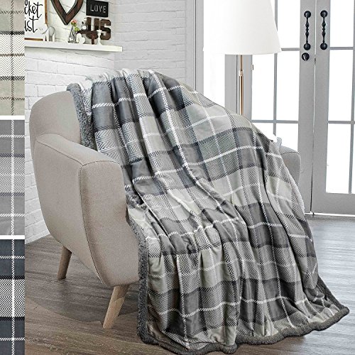 Plaid Fleece Sherpa Throw Blanket
