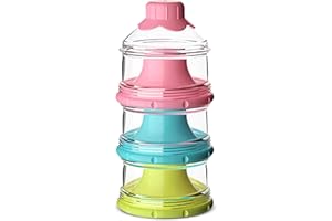 Vicloon Dosatore per Latte in Polvere, Dispenser di Latte in Polvere con 3 Scomparti, Impilabile Contenitore Spuntino e Dosalatte in Polvere per Viaggi All'aperto, Cereali, Frutta (Rosa Trasparente)