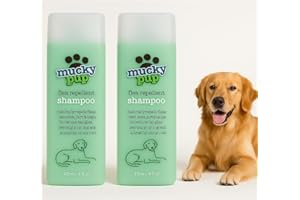 AAKSH 555 2- PACK Mucky Pup Flea Repellent Dog Shampoo (2 x 475ml), Natural Flea Treatment & Deep Cleaning Dog Wash, Gentle Grooming Formula for Dirt Removal & Healthy Coat Care