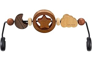 iGRATENS Baby Bouncer Toy Bar, Attachment Bar for Bouncer Seat, Baby Sensory Toy, Rotatable, Easy to Attach and Remove, Eco-Friendly Materials, Natural Wood
