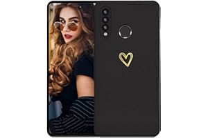Kaywzo Funda para Huawei P30 Lite,Carcasa de Suave Silicona con Patrón del Corazón,Diseño Minimalista,Ultradelgado Lindo Mujeres Phone Case Cover,Negro