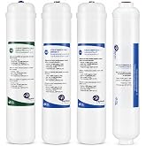 Bbagua Pack of 4 Inline Filters for Compact Reverse Osmosis, 3 12" Pre-Filters and 10" Coconut Charcoal Postfilter, Quick Con