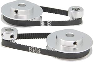 Zeberoxyz Juego de 2 poleas dentadas de aluminio GT2 de 20 y 60 dientes de 8 mm con 2 correas de 200 mm de largo y 6 mm de ancho (20-60T-8B-6)