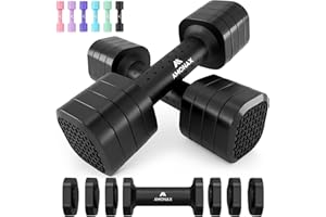 Amonax Adjustable Dumbbells Set, 1kg/2kg/3kg/4kg/5kg Dumbbell Pair, 4-in-1 and 5-in-1 Weights Dumbbells Set Women Men, Free Weights for Home Gym, Workout Hand Weights for Strength Training