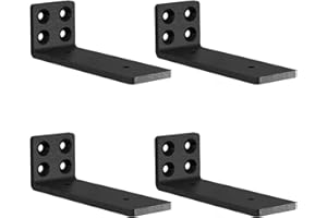 MLOQI 4 Pack Scaffold Board Shelf Brackets Heavy Duty, Black Floating Shelf Bracket, 5mm Thick Wall Brackets for Shelves up to 50 KG (15cm)