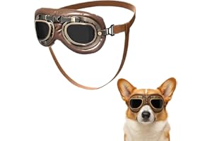 DIFLAX Gafas de Sol para Perros, Retro Gafas Perro, Gafas de Protección Perro, Correa Ajustable, Para Perros Medianos-Grandes, Protección UV, Antiviento, Actividades al Aire Libre, Moto, Estilo Retro