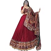 Dark RED Pleated Lehenga Choli is a vibrant ethnic ensemble that combines a modern