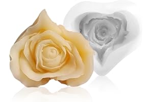 TRUEIN Stampo per Candele in Silicone 3D, Stampi per Candele di Qualità Alimentare, Fiore Sapone Candela Stampo, a Forma di Rosa per Sapone, Candela, Cioccolato, Aromaterapia, Ornamenti Fai Da Te