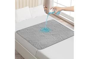 DUJUIKE AlèSes Lavables pour Incontinence avec Ailes, ProtèGe-Matelas ImperméAble, Drap Absorbant RéUtilisable pour Incontinence Et Pipi Au Lit, Dessous AntidéRapant (Gris Clair, 90×135cm)