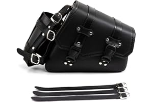 APEBAZY Borse da sella per moto – Vintage nero PU pelle borsa oscillante tasche laterali triangolari grande capacità bagagli porta attrezzi con bottiglia d'acqua – lato destro