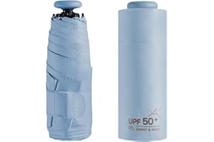 ERISED'S BIFROST Mini Paraguas de Viaje con Protección UV UPF 50 99,9 % , Compacto/Ligero, Pequeño Portátil, Mochila/Bolso Plegable Paraguas de Bolsillo, Resistente a La Lluvia/Bloqueo/para Mujeres y Niños