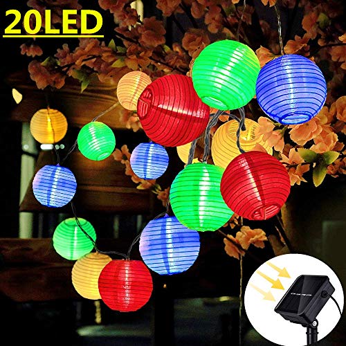 MoveonStep - Cadena de luces solares multicolor, 20 farolillos LED, 8 modos, luz blanca cálida, iluminación para fiestas, terrazas, patios, hogar, exterior, decoración fija, etc.