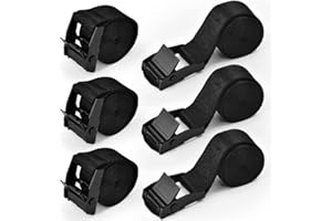GENERIC Corsehild 6 PCS Tie Down Straps 1m*25mm Heavy Duty Tensioning Belts Adjustable Lashing Straps Ratchet Straps Retaining Cargo Straps with Quick Release Cam Buckle for Trucks Trailer Luggage (Black)