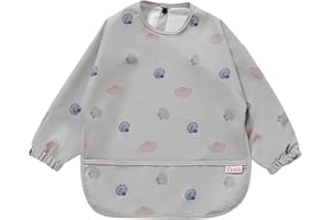 Zemiu Babero de Destete/Bebé, 100% Impermeable y Material Suave de PU, Lavable a Máquina, Mono de Manga Larga para Todos - Adecuado para Bebés de 6 a 30 Meses