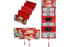 ‎JOHNBOLIN 2 Stück Weihnachts-Geld- oder Geschenkkartenhalter 2026 Upgrade, mit 10 Fächern, CHristmas Cash Gifts Überraschung, Überraschung Christmas Cash Gift Envelope,Kartenhalter für Alle Jubiläen (Rot2)