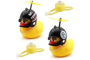 EIHI 2 Pièces Canard Jaune Voiture Tableau de Bord, Ornements Voiture en Caoutchouc, Casque et Accessoires pour Vélos, Motos