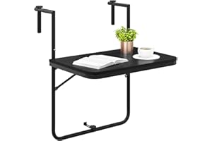 GIANTEX Table de Balcon Suspendue Pliable, Table Suspendue Rabattable et Hauteur Réglable, Résistante aux Intempéries, Charge 30 kg, pour Balcon, Terrasse, Jardin, 62,5 x 60 x 84 cm, Noir