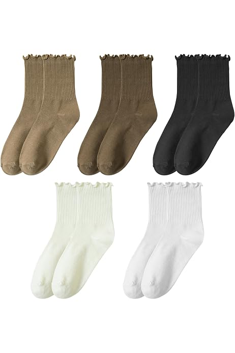 Lot De 4 Paires Chaussettes Volants SKHAOVS - Noir Et Blanc - Coton élasthanne