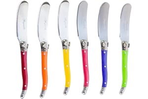 Pradel Excellence - PCOR009003 - Set de 6 Tartineurs Laguiole - Lames 7 cm Inox - Manches Panachés ABS Effet Marbré - Compatibles Lave-Vaisselle - 6 Couteaux à Beurre
