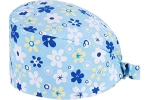 MOPZIJA 1PCS Calot Chirurgical en Tissu,Bonnet Chirurgical,Calot Chirurgien,Calot Chirurgien Réglable,Bonnet Chirurgical Imprimé Mignon,avec Boutons Coton Bandeau de Sueur