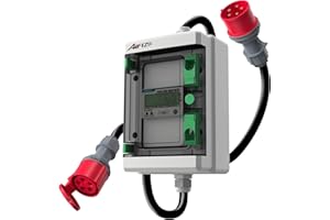 ‎AIFIZO AIFIZO Mobiler Digitaler Stromzähler mit Reset 2m, 3 Phasen 16A 400V CEE-Stecker und Kupplung Drehstromzähler, IP55 CEE Adapter Stromzähler für Steckdose
