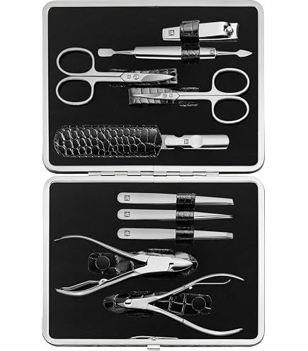 Chali® Set Manicure Pedicure 5 Pezzi con Borsa, Kit Unghie Acciaio Inox