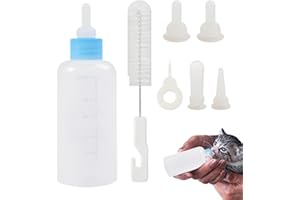 NAQQIOS Kit per biberon per gattini - Biberon per gattini per kit allattamento, set di biberon per gatti | 7 pezzi, di allattamento al seno, kit per l'allattamento del bambino