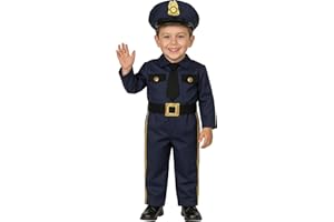 FIESTAS GUIRCA | Costume de Policier pour Bébé et Enfant - Inclut Casquette et Combinaison - Costumes d'Officier de Police pour Fêtes Costumées, Carnaval et Halloween - Bleu et Or