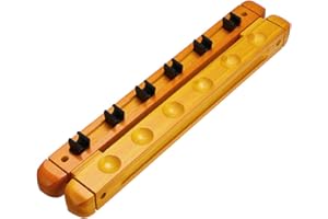 IGNPION Lot de 6 porte-queues de billard en bois avec 6 clips pour queues de billard Jaune