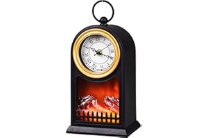 Rammento Mantel Clock Shelf Clock With Coal Fire Led Lantern Real Effect Coal Fire