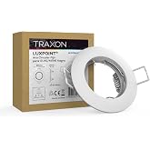 TRAXON LUXPOINT&reg; Fixed Circular Ring DT001 for GU10 LED Bulb Frame Aluminium+PC, Ceiling Cut &Oslash;60mm (White Fixed Circle, Pack