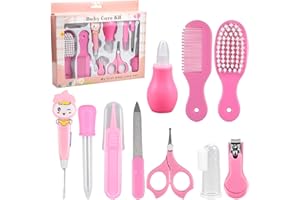 NETSPOWER 10 Pcs Baby Grooming Kit Baby Healthcare Kit Newborn Baby Care Accessories Baby Health Care Set Baby Nail Clipper Scissors Hair Comb Brush Nose Cleaner Safety for Toddler Infant Nursing Grooming