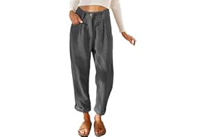EUHOM Cordhose Damen High Waist Gerades Bein Hosen Freizeithose Lang Locker Bequeme Hose mit Taschen