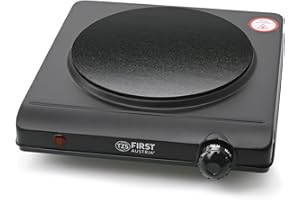 TZS First Austria - Piastra di cottura infrarossi vetroceramica TUTTI i tipi di pentole 1250W - Mini Fornello singolo elettrico da trasloco, campeggio e casa - Regolazione continua e spia di controllo