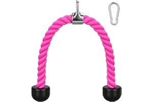LFSEMINI 27 Inches Tricep Rope, Cable Machine Attachment with Carabiner, for Gym Home Workout Exercise(Pink)