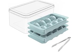 LESIPEE Große Eiswürfelform, 2 Stück Eiswürfelbehälterm, Kugel-Eisform mit Behälter und Zange, auslaufsicher, einfaches Befüllen und Herauslösen von Eiskugeln, 6.3 cm ice cube tray für Whiskey, Cocktails