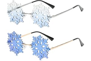 YAMEIZE Snowflake Form Randlos Sonnenbrillen für - Damen Herren Neuheit Unique Party Kleine Mirrored Brille Christmasn Spaß Brille