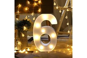 GUIJIYI Dewanxin LED Decorativos Números Iluminados,0-9 Luminosas Decorativas con Luces LED,Números Arábigos para el Cumpleaños Fiesta de Bodas Decoración de la Barra Dormitorio Colgante de Pared(6)