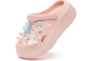 SECHRITE Platform Sabots pour Femme Tongs de Loisirs et vêtements de Sport Sabots de Sanitaire avec Charms Clogs de Wedge Tailles, 36-42 EU
