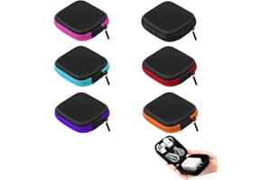 MEETTIKEY 6PCS Earphone Case, Portable Earbuds Case Mini Square Earphones Carrying Case, Headphones Travel Organizer Case Headphone Case Bag for Earphone USB Cable Charger Organizer (Multicolor)