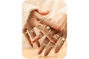 Adramata 12 Pcs Bague Femme Acier Inoxydable Bague Rétro Vintage Réglable Bague Empilable Ensemble Ouvert Argent/Or Bague pour Fille
