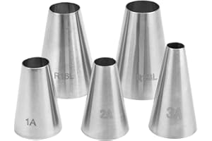 EXIN DEHCEN 5 Pezzi Punte per Piping Grandi, Beccucci Sac A Poche Professionali in Acciaio Inox, Beccucci Punte sac A Poche Grandi, Bocchette Decorative per Pasticceria per Decorare Crema Cupcake
