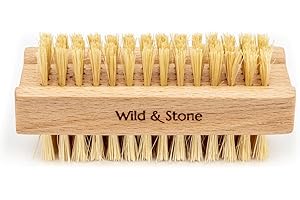 Wild & Stone Brosse à ongles en bois sisal | Brosse double face naturelle pour doigts et orteils | Fibres hêtre sisal FSC certifiées | Végétalien sans plastique (1 pièce)