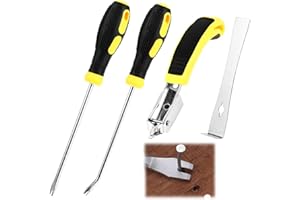 FHISKUNYU 4 Pièces Arrache Agrafeuse Tapissier, Arrache-clous Professionnel avec Extracteur de Clous et Décapant d'Agrafes - Outil de Rembourrage Multifonction