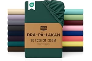 Utopia Bedding Fitted Sheet, Emerald Green, 90 x 200 cm, 35 cm Corner for Thick Mattresses, Brushed Microfiber Polyester