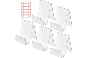 SUNYOK 5pcs Présentoir de Livre Acrylique Porte-Magazine Transparent pour Maison Bureau 77x100 x100mm Support Livre pour Brochure Menu avec Etiquettes